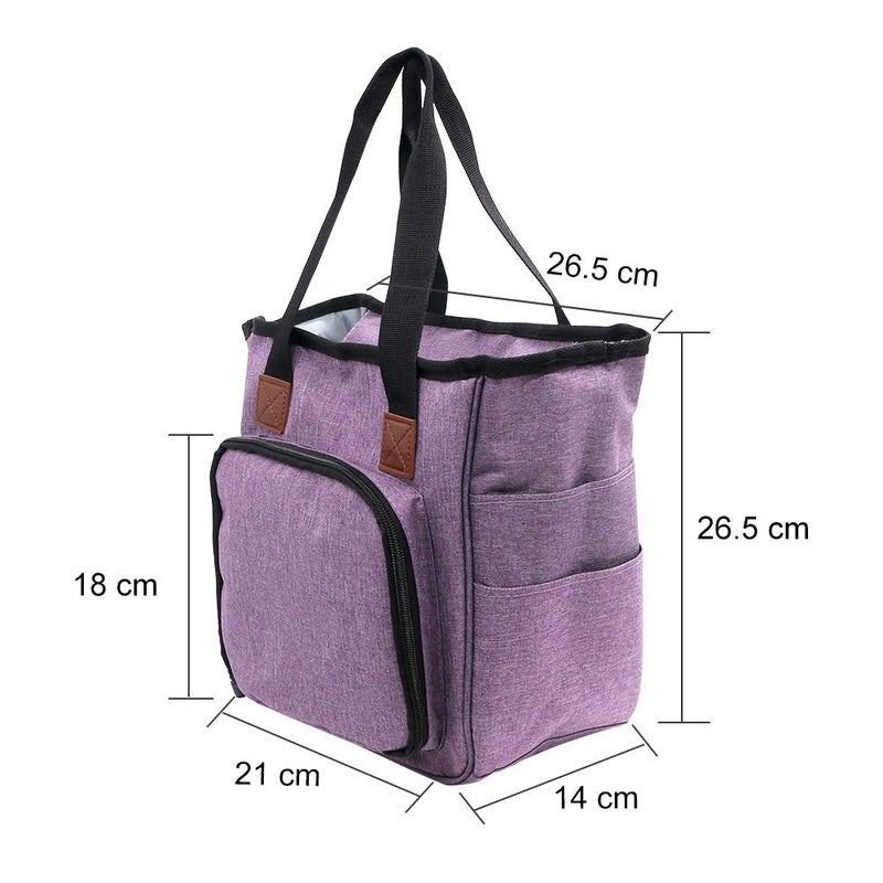 SumDirect Yarn Bag, Knitting Organizer Tote Bag Portable Storage Bag for Yarns, Carrying Projects, Knitting Needles, Crochet Hooks, Manuals and Other Accessories (Purple) - Image 2